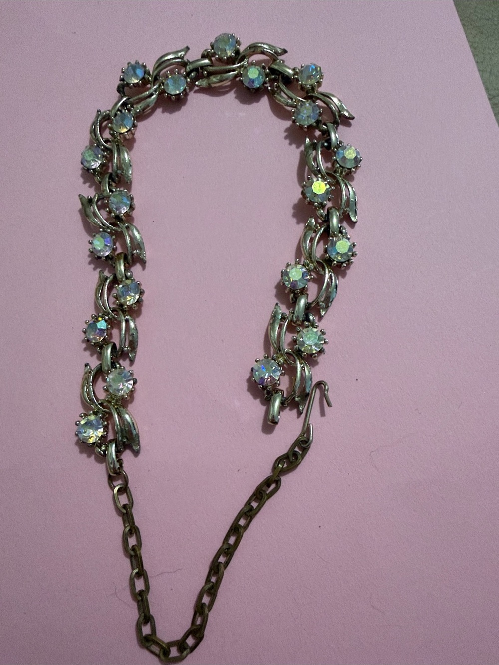 Aurora Borealis Rhinestone Vintage-Style Necklace